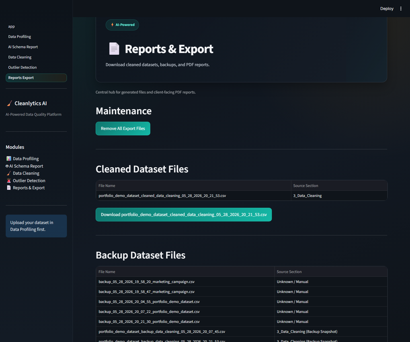 Reports & Export Files