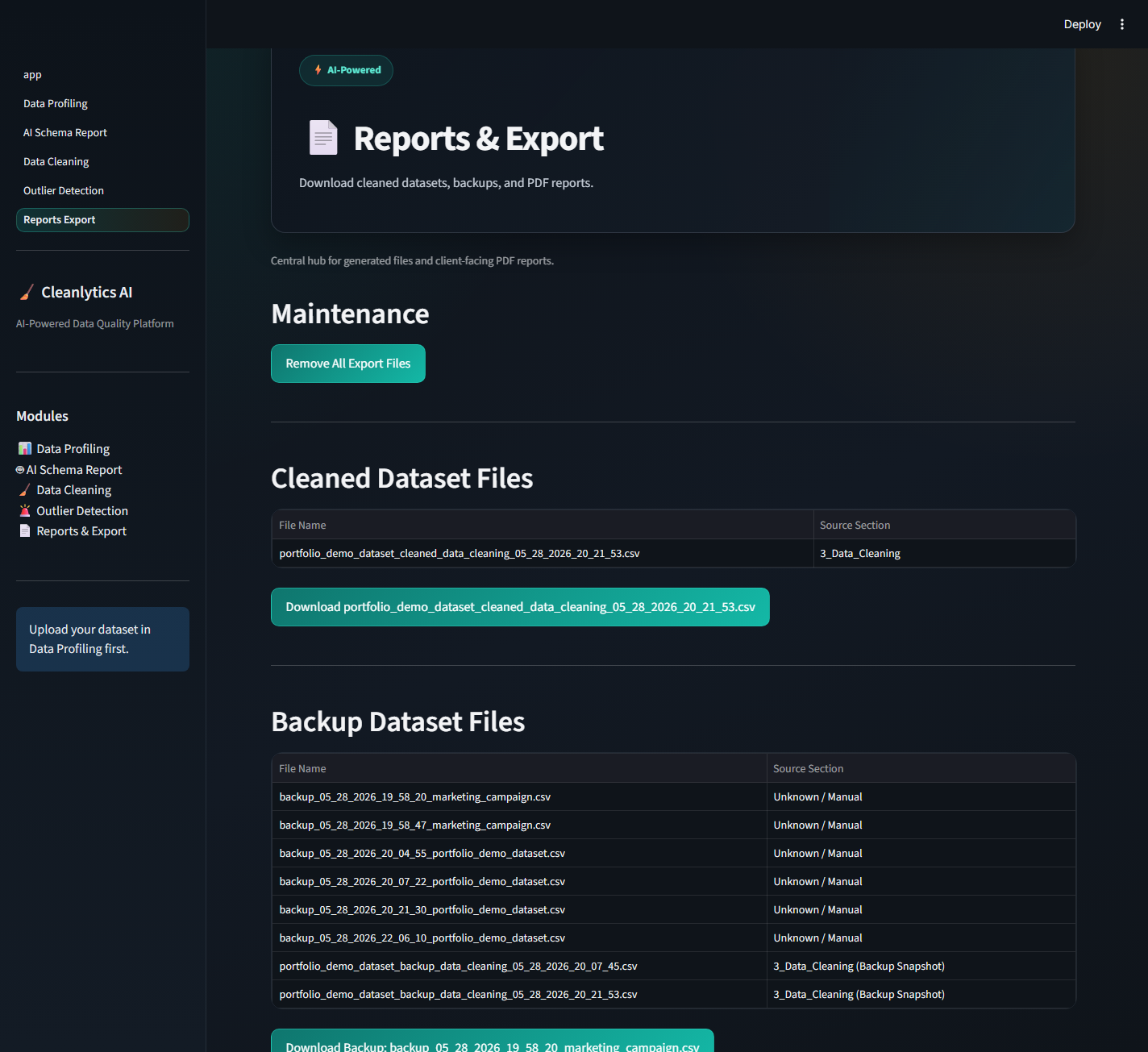 Reports & Export Details